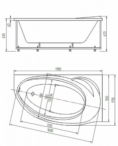 картинка Бетта 170 лев.пустая с фр.экр. от магазина Сантехстрой
