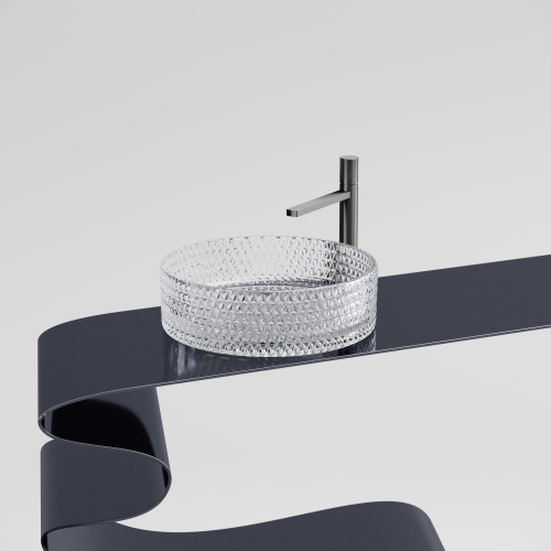 картинка CN6062 Умывальник чаша накладная круглая (прозрачная) Cristal 360*360*112мм от магазина Сантехстрой