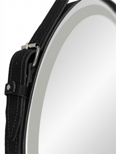 картинка Зеркало Reflection Skin с LED подсветкой, сенсором, на ремне из натуральной кожи черного цвета D650 от магазина Сантехстрой