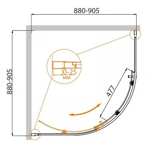 картинка Душевой уголок Cezares Molveno 90x90 MOLVENO-R-1-90-C-BORO-IV профиль Брашированное золото стекло прозрачное от магазина Сантехстрой