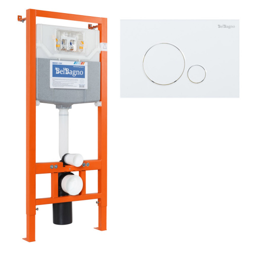 картинка Комплект 2 в 1  Система инсталляции для унитазов BelBagno BB001-120  с кнопкой смыва BB014-SR-BIANCO от магазина Сантехстрой