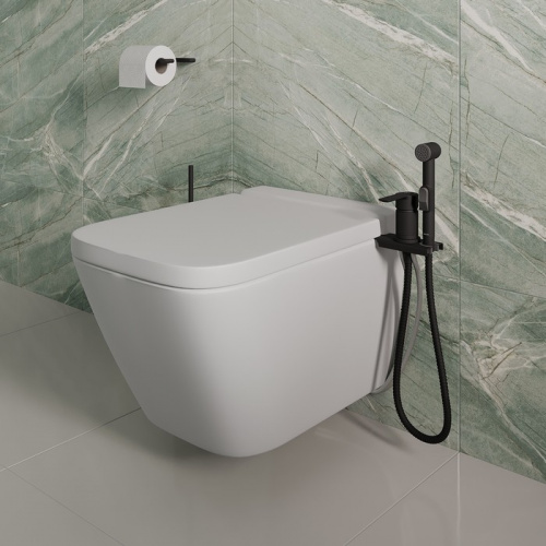 картинка Гигиенический душ Milardo с установкой на унитаз, черный матовый, Tidy (001BL00M08) от магазина Сантехстрой