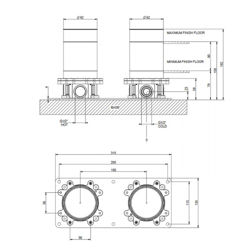 картинка GESSI INCISO Встраиваемая часть для напольного смесителя для ванны, цвет: хром от магазина Сантехстрой