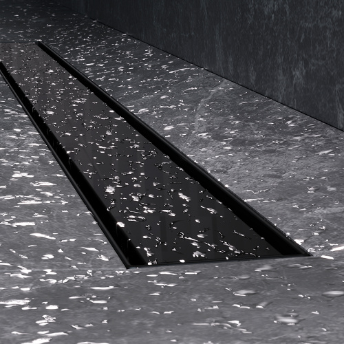 картинка W01SC-U11-090-04BM MasterFlow Трап для душа линейный универс затвор Tile 90см цвет черн мат от магазина Сантехстрой