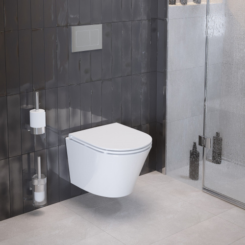 картинка Унитаз Ritz 233K19004RS (475*360*350) подвесной БЕЗОБОДКОВЫЙ, 2 места от магазина Сантехстрой