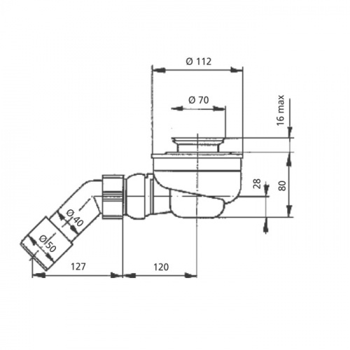 картинка SANIT Сифон для поддона 821/50 F со слив. отверстием 52мм (без декоративной крышки) от магазина Сантехстрой