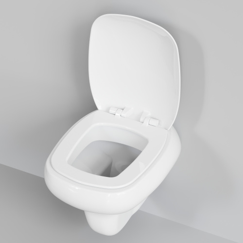 картинка Унитаз Diamond 123T20001R (530*405*375) БЕЛЫЙ подвесной БЕЗОБОДКОВЫЙ с толстой крышкой, 2 места от магазина Сантехстрой