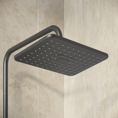 картинка Душевая стойка Style 500.K35.05.210 с верхним душем, ручной лейкой и смесителем, черный матовый от магазина Сантехстрой