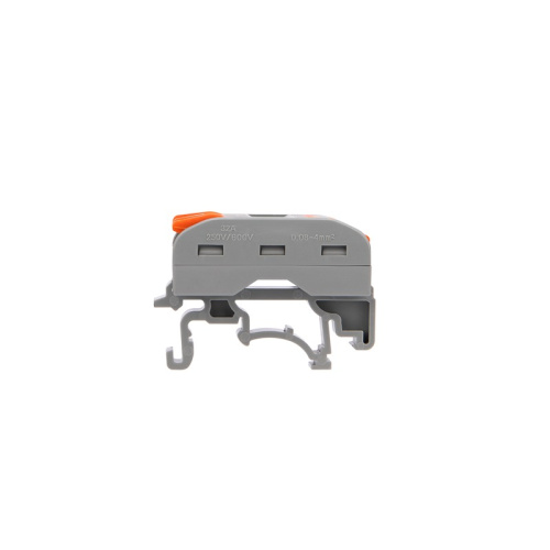 картинка Клемма СМК 222-423D проходная 3-полюсная,  с креплением на DIN-рейку (0,08-4 мм²) серая (50 шт. /уп. ) REXANT от магазина Сантехстрой