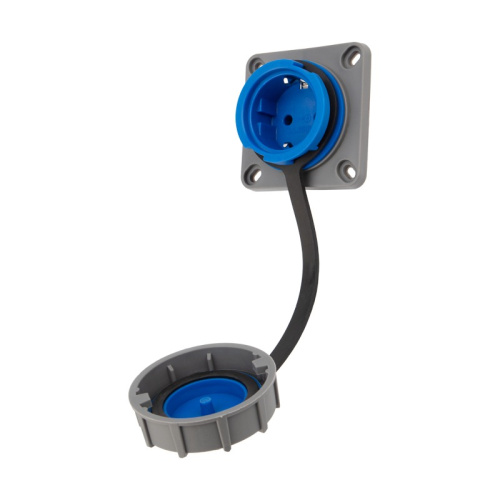 картинка Розетка настенная фланцевая влагозащищенная с крышкой 16 А,  2Р+РЕ,  IP68 REXANT от магазина Сантехстрой