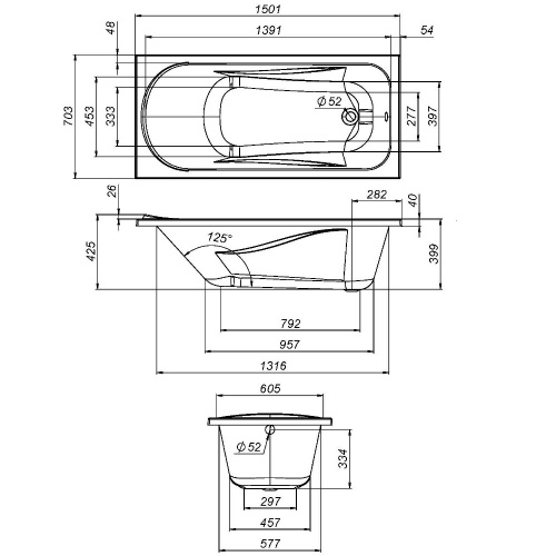 картинка W76A-150-070W-A Sense New, ванна акриловая А0 150х70, см от магазина Сантехстрой