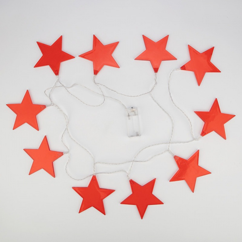 картинка Гирлянда светодиодная Звездопад красная 10 LED,  2,25 м,  прозрачный ПВХ,  теплый белый свет свечения,  2 х АА (батарейки не в комплекте) NEON-NIGHT от магазина Сантехстрой