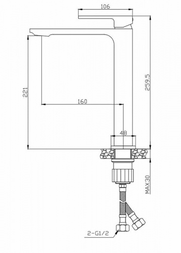 картинка Смеситель для раковины BelBagno Luce LUC-LMC-NERO-W0 Черный матовый от магазина Сантехстрой
