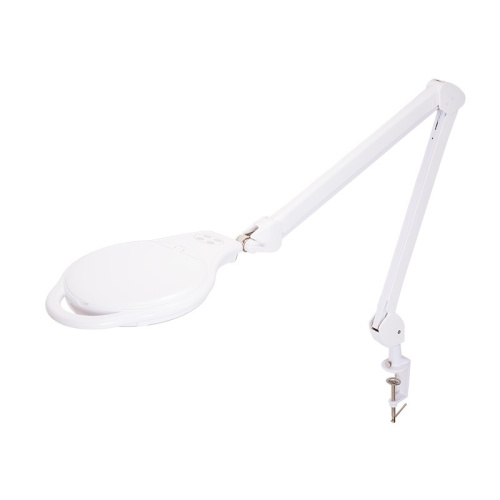 картинка Лупа на струбцине круглая 5D с подсветкой 96 SMD LED,  теплый и холодный свет,  ø127мм,  белая (8060) REXANT от магазина Сантехстрой