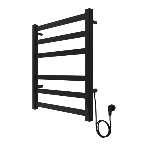 картинка Полотенцесушитель электрический AZARIO PALERMO 500/600 квадрат, 6 секций, диммер справа, черный (AZ83856B) от магазина Сантехстрой
