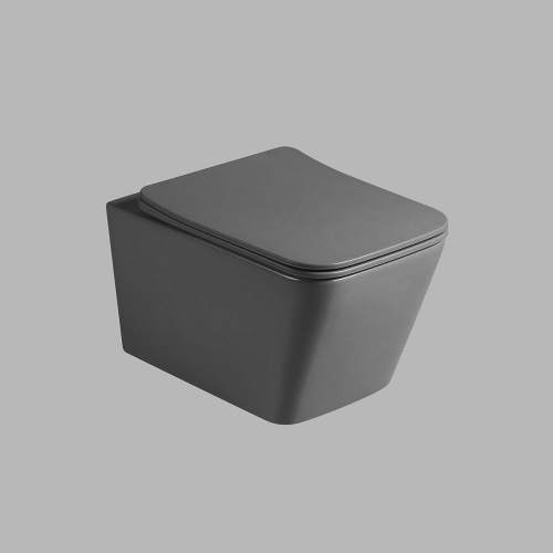 картинка Унитаз подвесной Q-Line VT1-12MA безободковый, ультратонкое soft close сиденье, антрацит матовый от магазина Сантехстрой