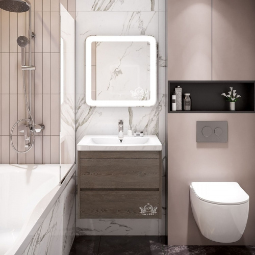 картинка Зеркало Art&Max am-lat-800-800-ds-f Белое от магазина Сантехстрой