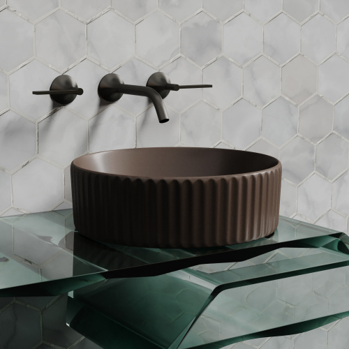 картинка CN6057MDB Умывальник чаша накладная круглая (цвет Темно-Коричневый Матовый) 360*360*115мм от магазина Сантехстрой