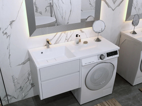 картинка Раковина Azario Paola Magenta 1200 L левосторонняя, литьевой мрамор, белый (CS00078451) от магазина Сантехстрой