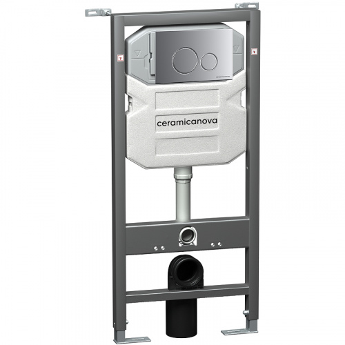 картинка Комплект унитаза с инсталляцией Ceramica Nova Play CN3001_1001M_1000 с сиденьем Микролифт и клавишей смыва Хром матовый от магазина Сантехстрой