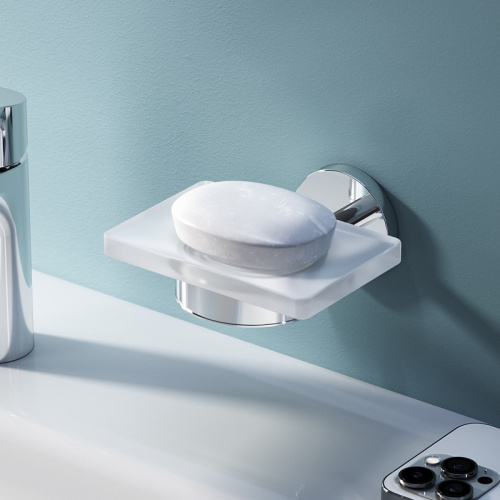 картинка A85A34200 X-Joy, Стеклянная мыльница с настенным держателем, хром от магазина Сантехстрой