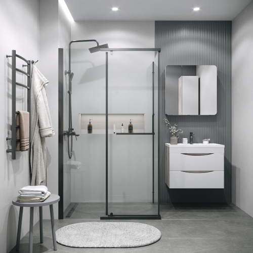 картинка Боковая стенка Grossman Pragma 200.K33.03.90.42.00 (90х195) графит сатин,стекло прозрачное, 1 место от магазина Сантехстрой