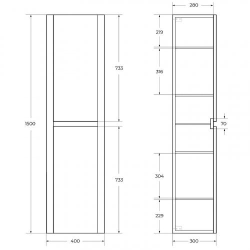 картинка Шкаф пенал Cezares Relax 40 RELAX-1500-2A-SO-RC-P подвесной Дуб карамельный от магазина Сантехстрой
