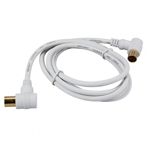 картинка Шнур ТВ гнездо - ТВ штекер,  угловой,  1,5м,  белый REXANT от магазина Сантехстрой