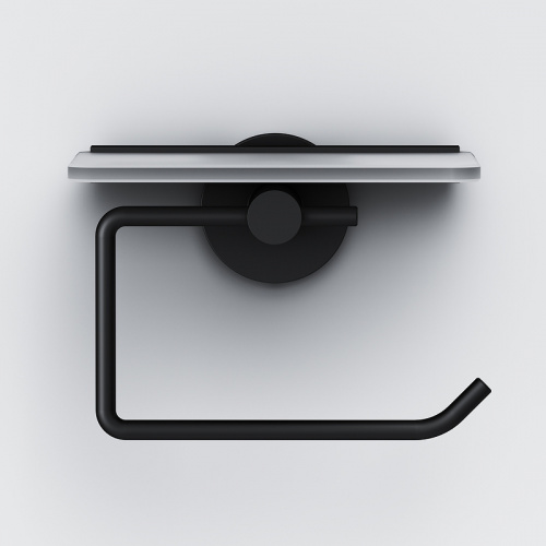 картинка A85A341522 X-Joy, Держатель для туалетной бумаги с полкой, черный от магазина Сантехстрой