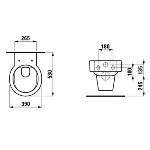 картинка Laufen VAL Унитаз подвесной 530x390x360мм, безободковый, с покр. LLC, цвет: белый от магазина Сантехстрой