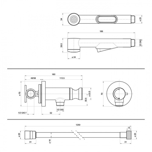 картинка BOSSINI MACAN Гигиенический душ с прогрессивным смесителем, лейка пластиковая, шланг Cromolux 125 см, цвет хром от магазина Сантехстрой