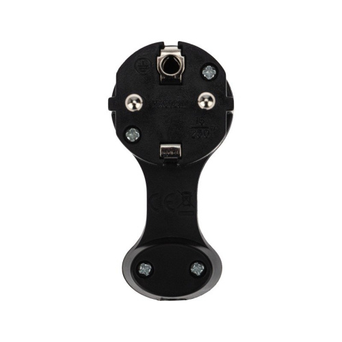 картинка Вилка Евро угловая с з/к 16 А плоская за шкаф черная REXANT от магазина Сантехстрой