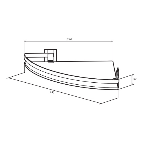 картинка A7456100  Sense L Полка  угловая стеклянная, алюминий от магазина Сантехстрой