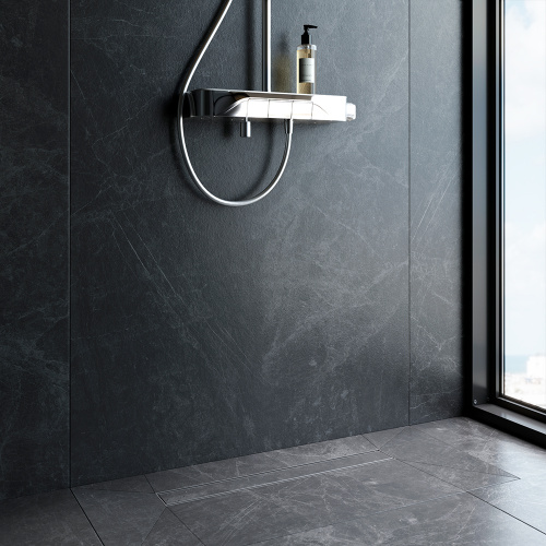 картинка W02SC-U11-060-04SB PrimeFlow Трап для душа линейный универс затвор Tile 60см цвет сталь мат от магазина Сантехстрой