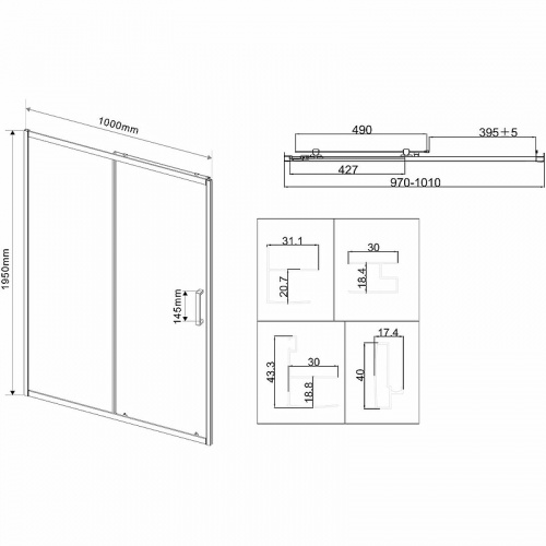 картинка Душевая дверь Vincea vds-5ct100mt от магазина Сантехстрой