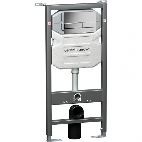 картинка Комплект унитаза с инсталляцией Ceramicanova Metric CN3007_1002M_1000 с сиденьем Микролифт и клавишей смыва Хром матовый от магазина Сантехстрой