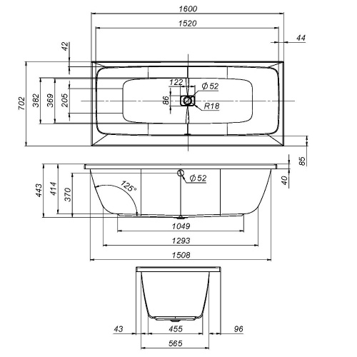 картинка W84A-160-070W-A Func Ванна акриловая 160х70 от магазина Сантехстрой
