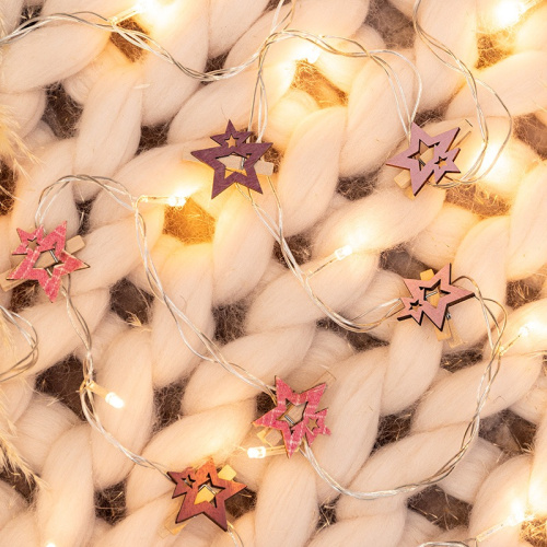 картинка Деревянные прищепки Звездочки 16x4,5x1,3 cм,  розовые,  6 шт,  NEON-NIGHT от магазина Сантехстрой