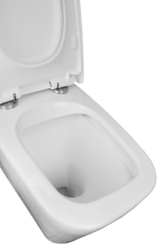 картинка Унитаз-компакт напольный Azario Quadro 605x340x810 безободковый с сидением микролифт и арматурой, белый (AZ-2175) от магазина Сантехстрой