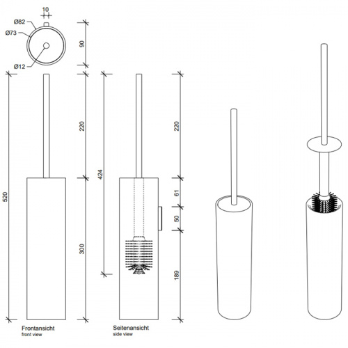 картинка DECOR WALTHER Stone WBG Туалетный ершик, подвесной, цвет: хром / белый матовый от магазина Сантехстрой