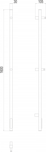 картинка Полотенцесушитель Terminus Стойка электро UNO проф1600 от магазина Сантехстрой