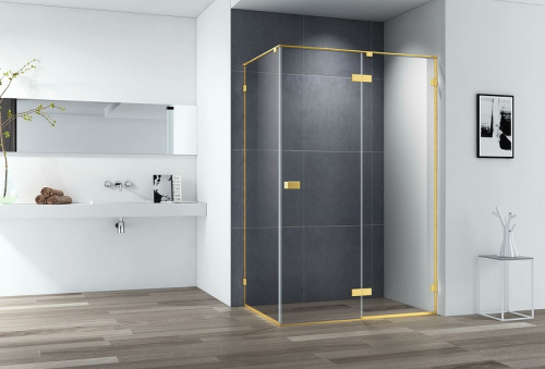 картинка Душевой уголок Cezares Bellagio 120x80 BELLAGIO-AH-1-120/80-C-BORO профиль Золото брашированное стекло прозрачное от магазина Сантехстрой