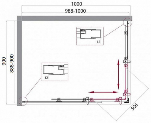 картинка Душевой уголок BelBagno Uno 100х90 UNO-195-AH-2-100/90-P-Cr профиль Хром стекло рифленое от магазина Сантехстрой