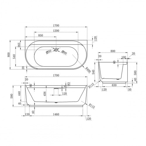 картинка Ванна акриловая Vincea VBT-621B от магазина Сантехстрой