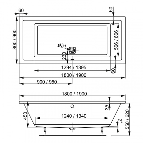 картинка Ванна VAGNERPLAST vpba190cav2x-04  125x915 от магазина Сантехстрой
