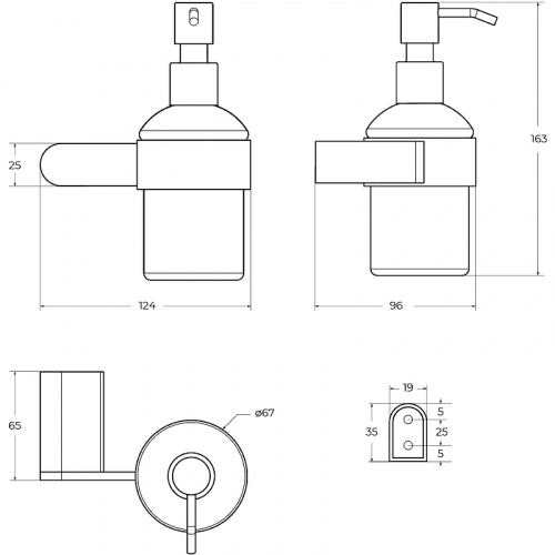 картинка Дозатор для жидкого мыла Cezares Stylus STYLUS-SOIS-V-NOP Черный матовый от магазина Сантехстрой