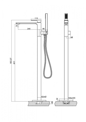 фото смеситель для ванны belbagno luce luc-fmt-nero черный матовый