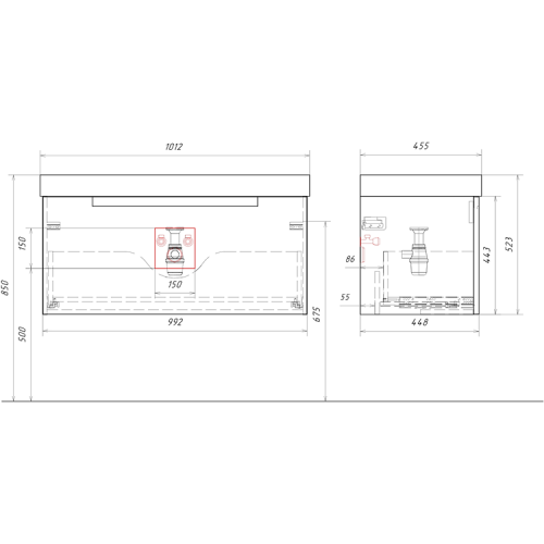 картинка Подвесная тумба 101 см от магазина Сантехстрой