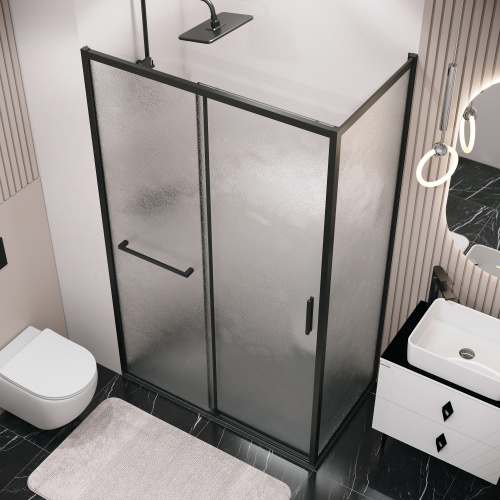 картинка Боковая стенка Grossman Style 200.K33.05.90.21.02 (90х195) черный матовый,стекло шиншилла, 1 место от магазина Сантехстрой