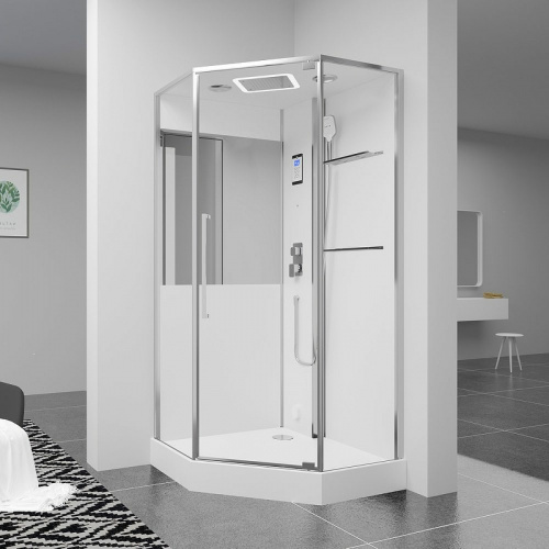 картинка Душевая кабина Black&White Galaxy G8895 100х100 889500 с паром без гидромассажа от магазина Сантехстрой